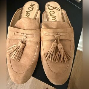 Sam Edelman Tan Suede Mules with Tassels